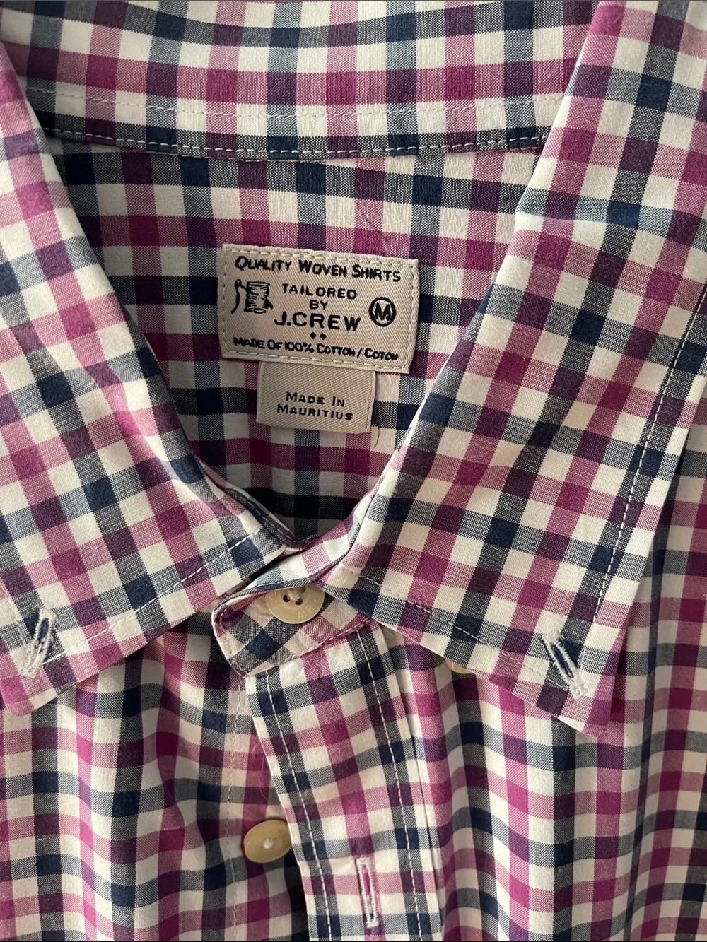 J. Crew Men's Check Button-Down Shirt in Pink and Navy
